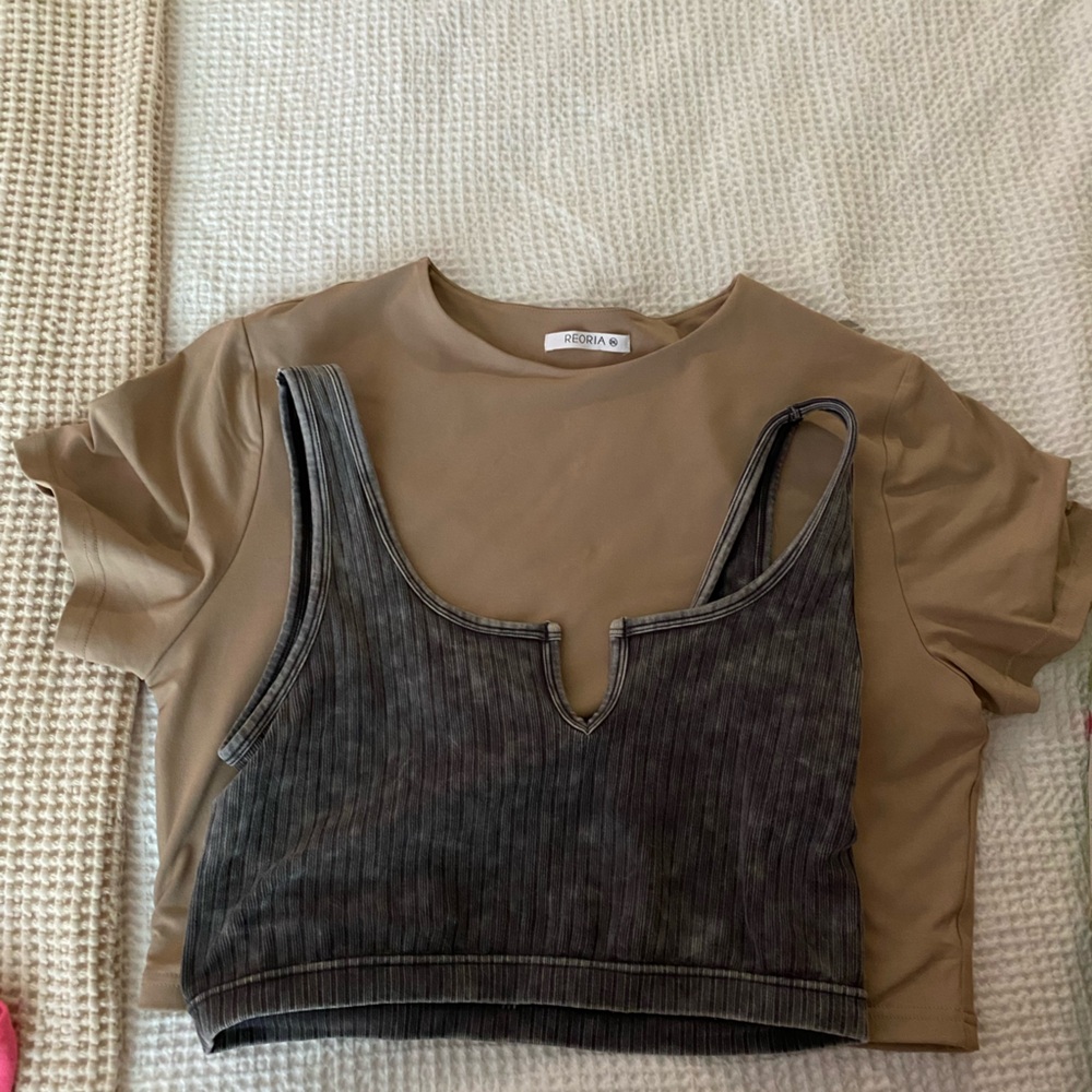 Brown and Black crop top Set